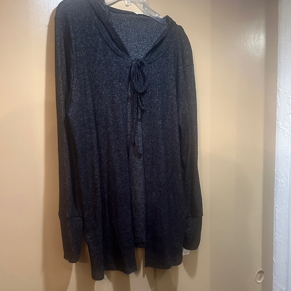 Loveappella Dark Gray Long Sleeve Cardigan Hoodie